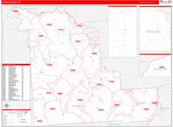 Madison County, NY Digital Map Red Line Style