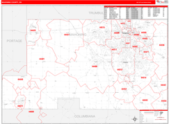 Mahoning County, OH Digital Map Red Line Style