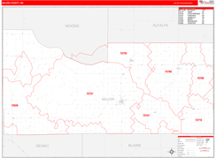 Major County, OK Digital Map Red Line Style