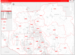 Marion County, FL Digital Map Red Line Style