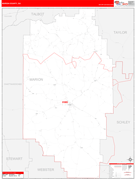 Marion County, GA Digital Map Red Line Style