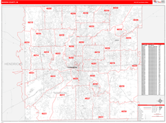 Marion County, IN Digital Map Red Line Style
