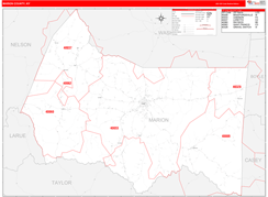 Marion County, KY Digital Map Red Line Style