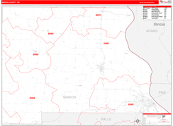 Marion County, MO Digital Map Red Line Style