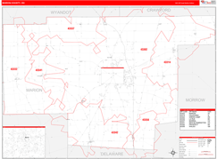 Marion County, OH Digital Map Red Line Style