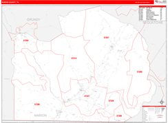 Marion County, TN Digital Map Red Line Style