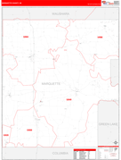 Marquette County, WI Digital Map Red Line Style