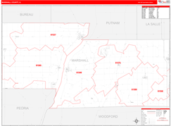 Marshall County, IL Digital Map Red Line Style