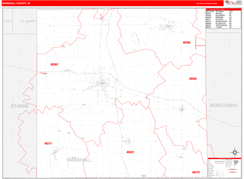Marshall County, IN Digital Map Red Line Style