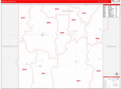 Marshall County, KS Digital Map Red Line Style