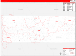 Marshall County, MN Digital Map Red Line Style