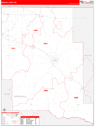 Marshall County, MS Digital Map Red Line Style
