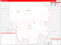 Marshall County, OK Digital Map Red Line Style