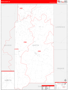 Martin County, IN Digital Map Red Line Style