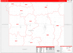 Martin County, MN Digital Map Red Line Style