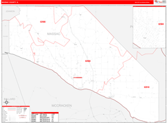 Massac County, IL Digital Map Red Line Style