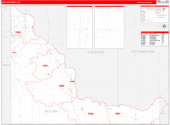 McClain County, OK Digital Map Red Line Style