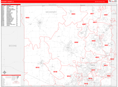 McHenry County, IL Digital Map Red Line Style