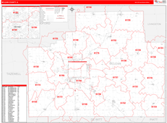 McLean County, IL Digital Map Red Line Style