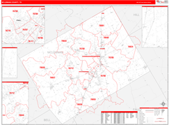 McLennan County, TX Digital Map Red Line Style