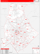 Mecklenburg County, NC Digital Map Red Line Style