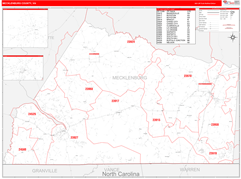 Mecklenburg County, VA Digital Map Red Line Style