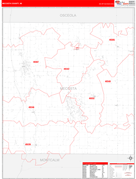 Mecosta County, MI Digital Map Red Line Style