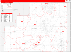 Medina County, OH Digital Map Red Line Style