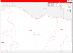 Mellette County, SD Digital Map Red Line Style