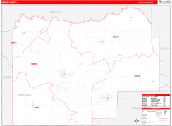 Menard County, IL Digital Map Red Line Style
