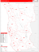 Mendocino County, CA Digital Map Red Line Style