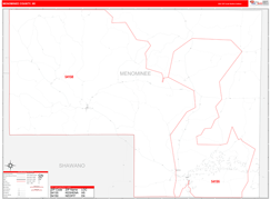 Menominee County, WI Digital Map Red Line Style