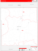 Mercer County, MO Digital Map Red Line Style