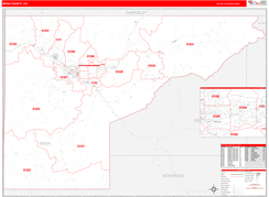 Mesa County, CO Digital Map Red Line Style