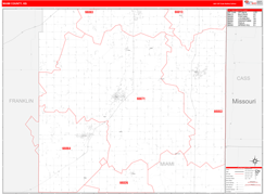 Miami County, KS Digital Map Red Line Style