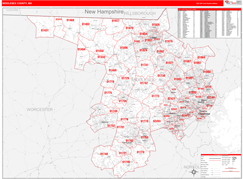Middlesex County, MA Digital Map Red Line Style