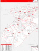 Middlesex County, NJ Digital Map Red Line Style