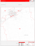 Midland County, TX Digital Map Red Line Style