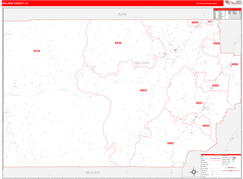 Millard County, UT Digital Map Red Line Style