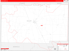 Miller County, GA Digital Map Red Line Style