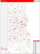 Milwaukee County, WI Digital Map Red Line Style