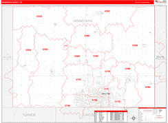 Minnehaha County, SD Digital Map Red Line Style