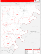 Mississippi County, AR Digital Map Red Line Style