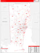 Mobile County, AL Digital Map Red Line Style