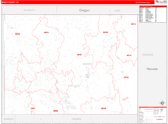 Modoc County, CA Digital Map Red Line Style