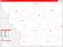 Monona County, IA Digital Map Red Line Style