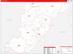 Monroe County, AL Digital Map Red Line Style