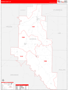 Monroe County, AR Digital Map Red Line Style