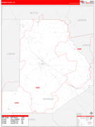 Monroe County, GA Digital Map Red Line Style