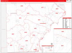 Monroe County, MI Digital Map Red Line Style